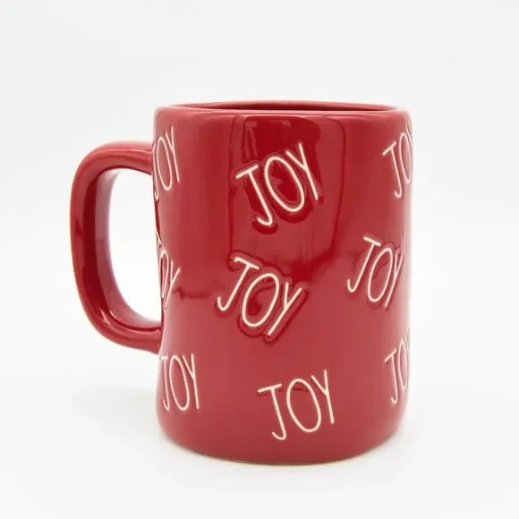 Red Rae Dunn Mug - Joy 16oz Ceramic Christmas Coffee Cup Gift For Mom - New - Picture 9 of 10